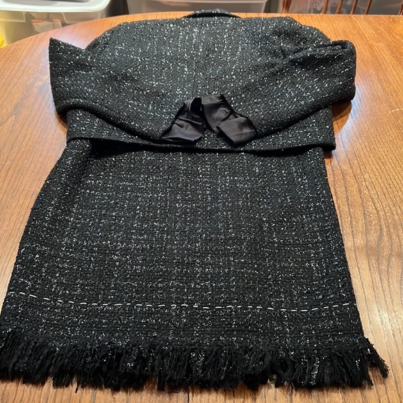 Zcrave Skirt Set Black Tweed With Metallic  Thread And Gold Buttons Size M - Picture 9 of 10
